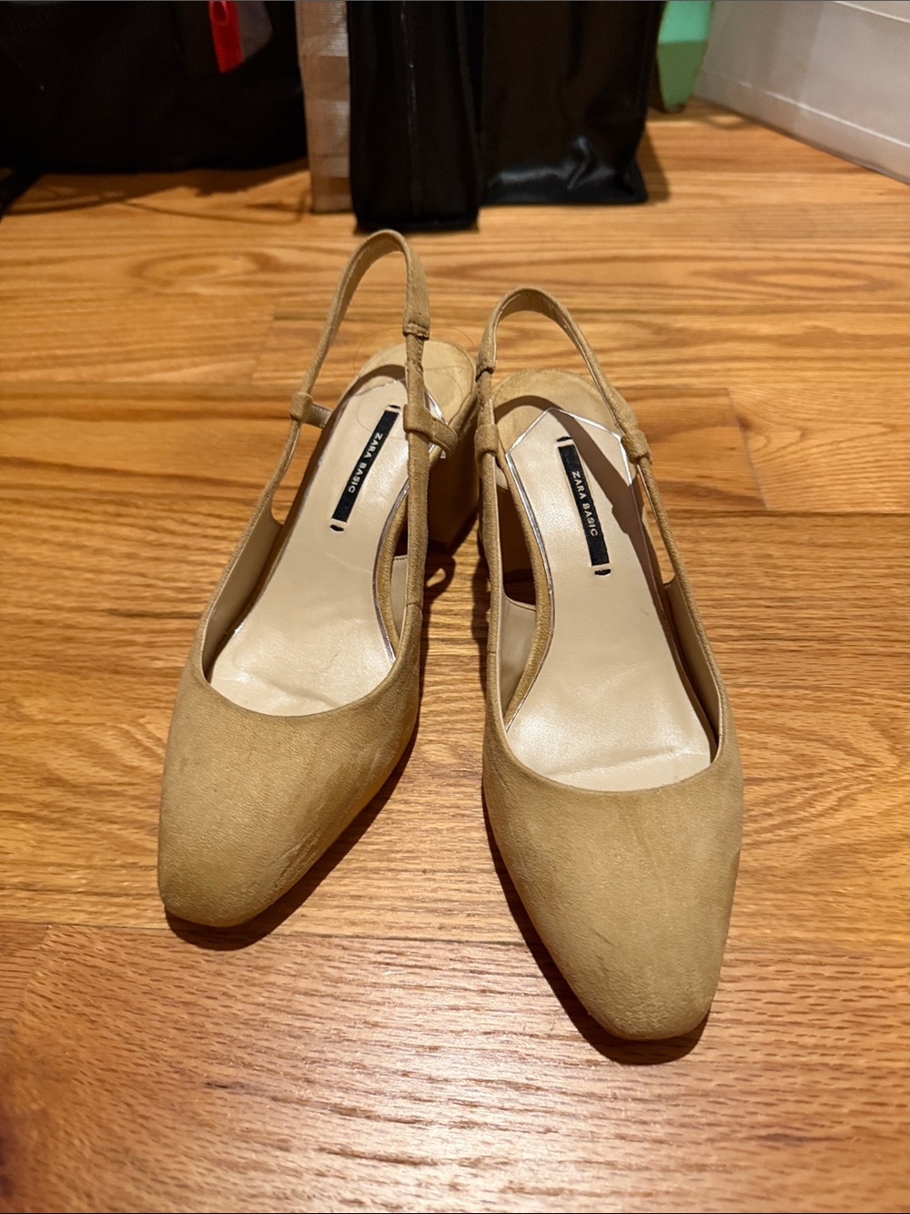 Zara Tan Suede Slingback Pumps